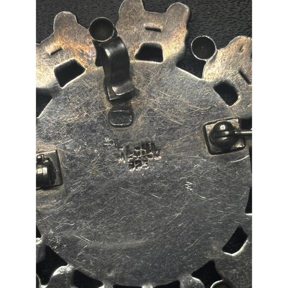 Taxco Mexico 925 Sterling Silver Black Onyx Convertible Brooch Pendant - Picture 5 of 6